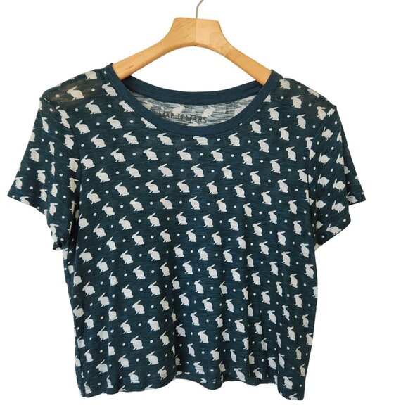 Map To Mars Tops - Map To Mars Bunny Polka Dot Print Green Crop Top Lightweight Summer Coquette